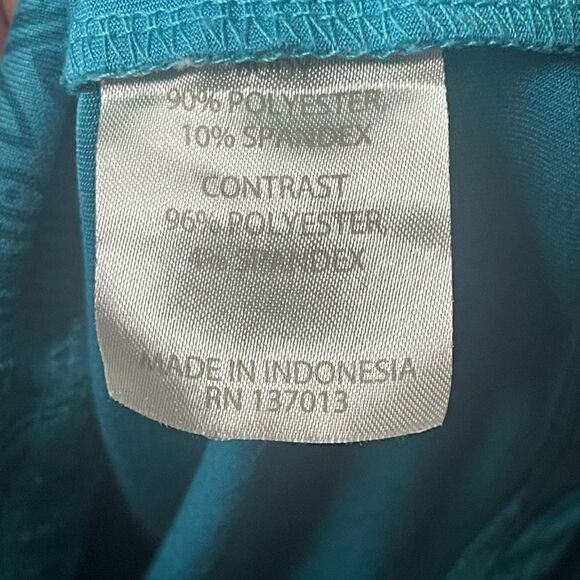 TEHAMA Long Sleeve Teal Paisley Athleisure Stretch Dress - Picture 8 of 12